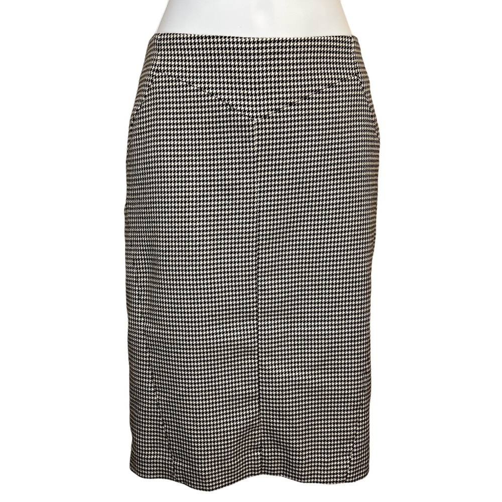 6 Worthington Houndstooth Black & White Lined Pencil Skirt S Small Retro Pinup
